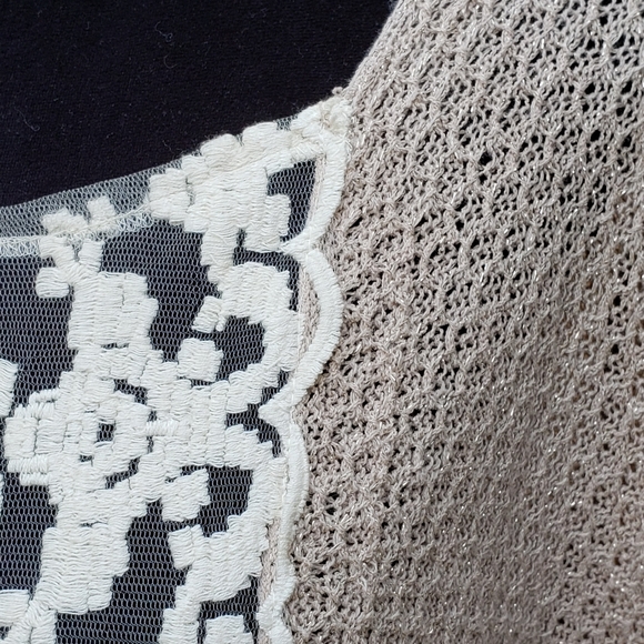 Free People Lurex Swit Lace Front Knit Top - Picture 4 of 14